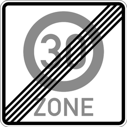 Ende einer Tempo-30-Zone