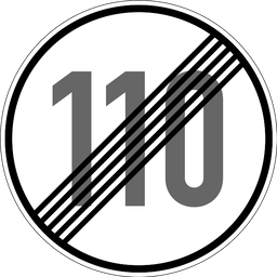 Ende der Höchstgeschwindigkeit 110 km/h