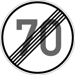 Ende der Höchstgeschwindigkeit 70 km/h